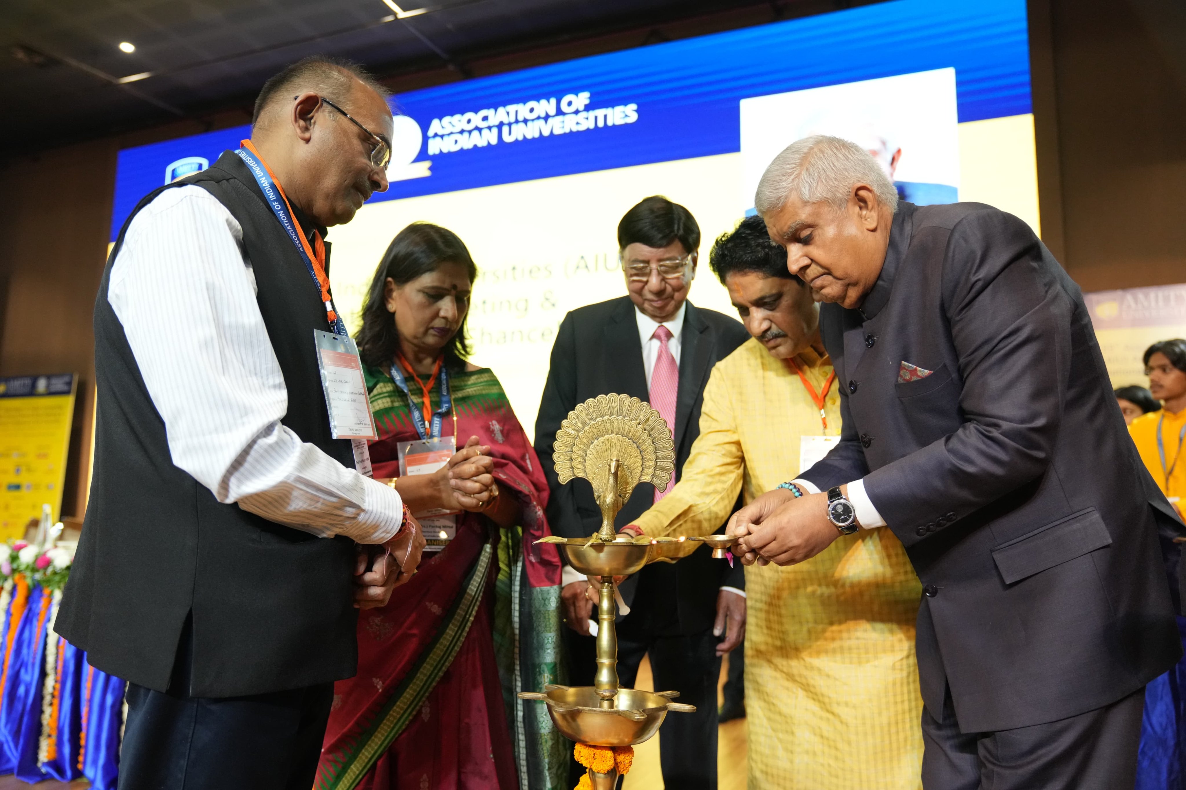 The Vice-President, Shri Jagdeep Dhankhar at the inaugural session of the 99th Association of Indian Universities (AIU) Annual Meet & National Conference of Vice Chancellors 2024-25 at Amity University in Uttar Pradesh on June 23, 2025.