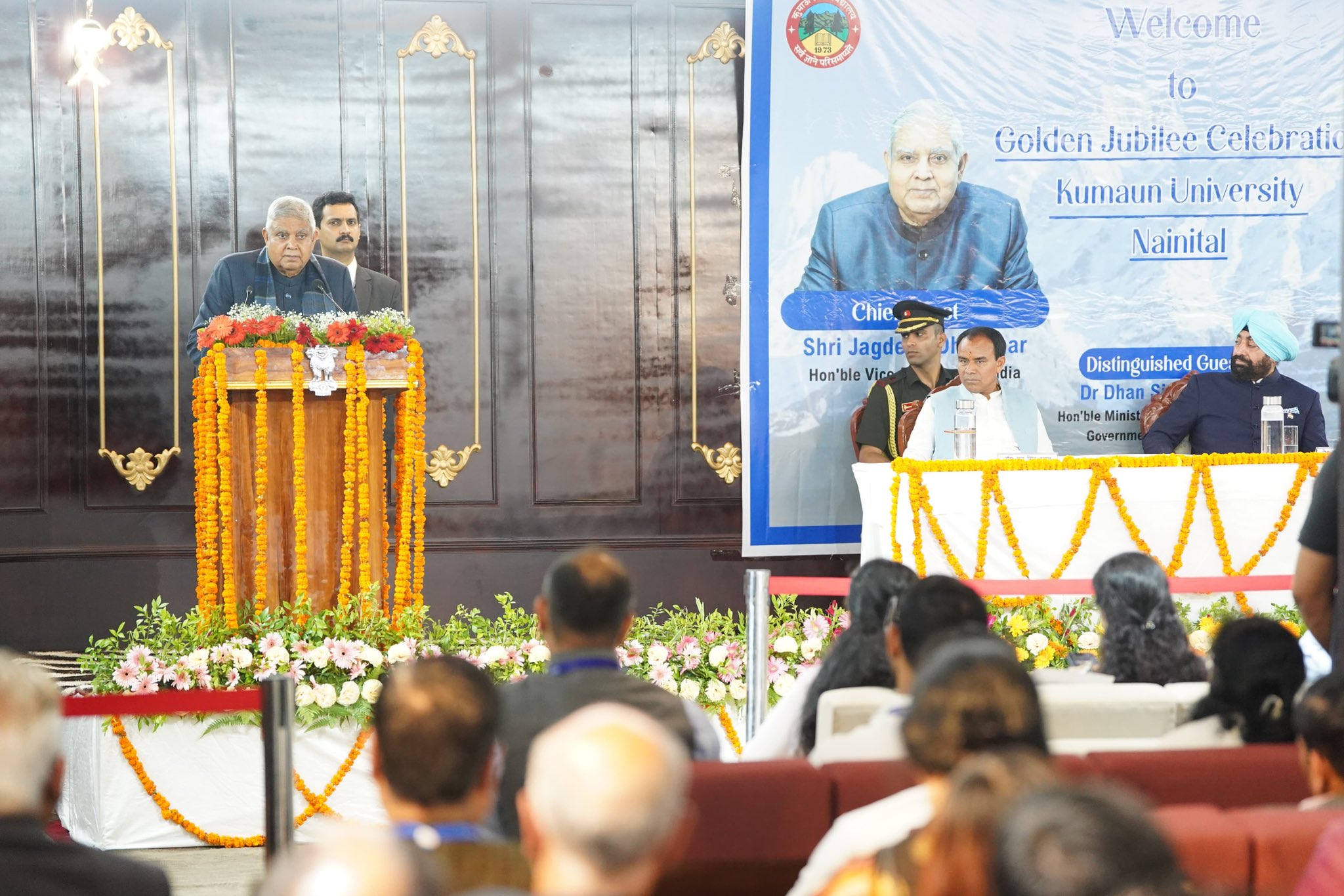 The Vice-President, Shri Jagdeep Dhankhar addressing the gathering at the Golden Jubilee celebrations of Kumaun University in Nainital, Uttarakhand on June 25, 2025.