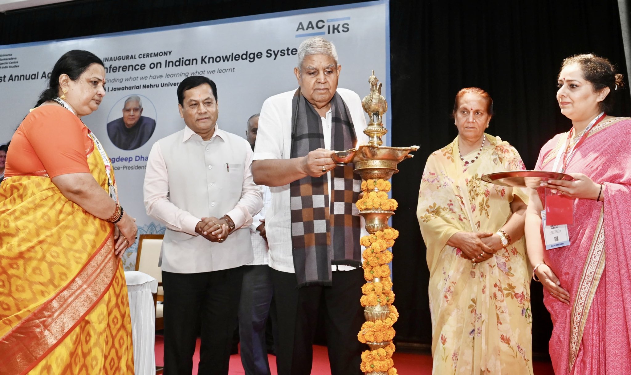 The Vice-President, Shri Jagdeep Dhankhar at the inauguration of the First Annual Academic Conference on Indian Knowledge Systems (IKS) at Jawaharlal Nehru University in New Delhi on July 10, 2025.