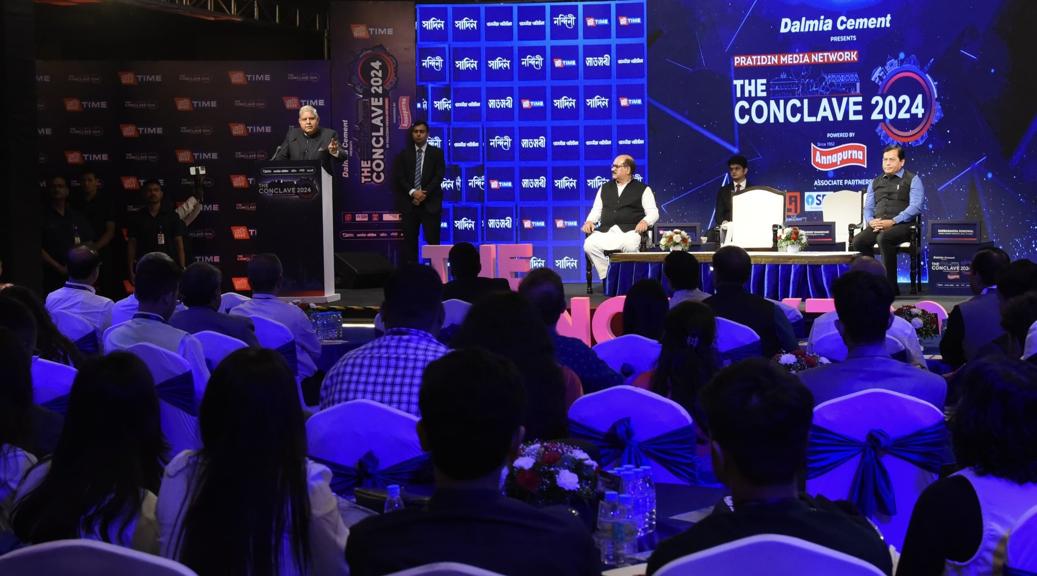 The Vice-President, Shri Jagdeep Dhankhar addressing the opening ceremony of The Conclave 2024 by Pratidin Media Network in New Delhi on October 5, 2024. 