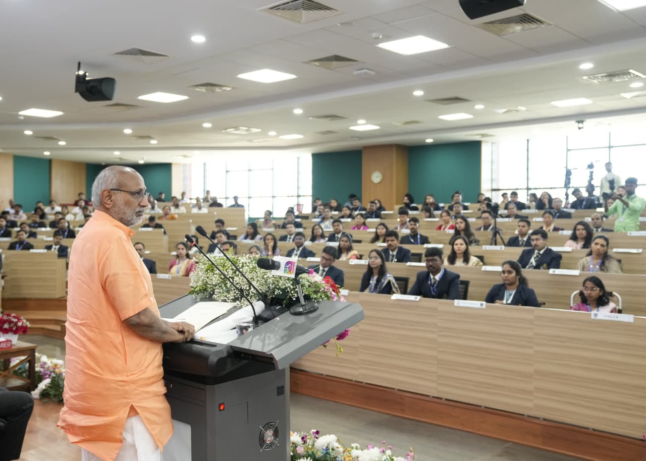 Hon’ble Vice-President of India, Shri C. P. Radhakrishnan, addressed Civil Services Officer Trainees at the National Academy of Customs, Indirect Taxes & Narcotics (NACIN), Palasamudram, Andhra Pradesh, on 23.11.2025.