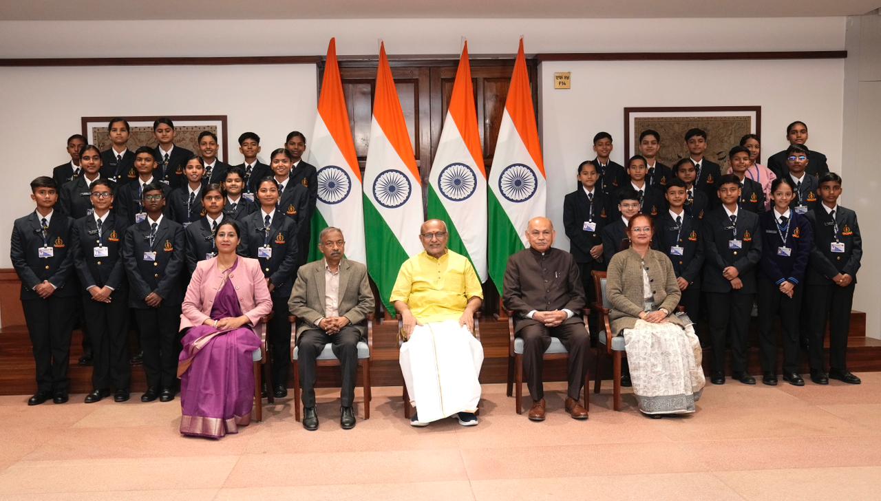 Hon’ble Vice-President Shri C. P. Radhakrishnan, interacted with the students and faculty of Rashtriya Military School, Ajmer, at Parliament House on 27.11.2025.