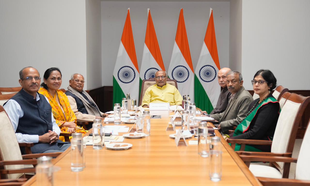 Hon’ble Union Minister of MSME, Shri Jitan Ram Manjhi, and Minister of State, Ms Shobha Karandlaje, along with senior officials of the Ministry, called on Hon’ble Vice-President of India, Shri C. P. Radhakrishnan, at Parliament House on 27.11.2025.