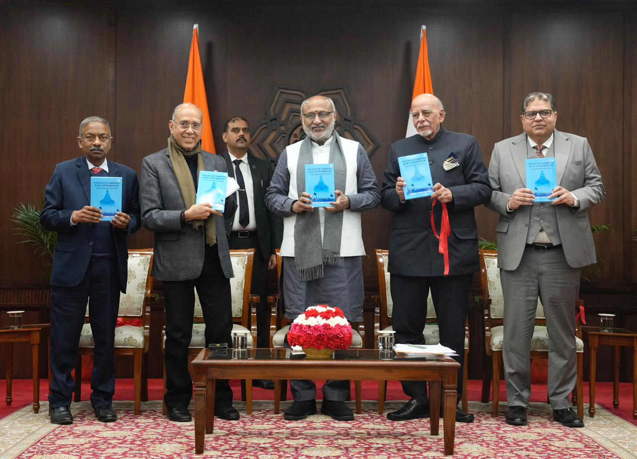 Vice President Shri C. P. Radhakrishnan launched the book “Chalice of Ambrosia: Ram Janmabhoomi – Challenge and Response” by Shri Surendra Kumar Pachauri, former Secretary to Govt. of India, at the Vice President’s Enclave, New Delhi on 20.01.2026 