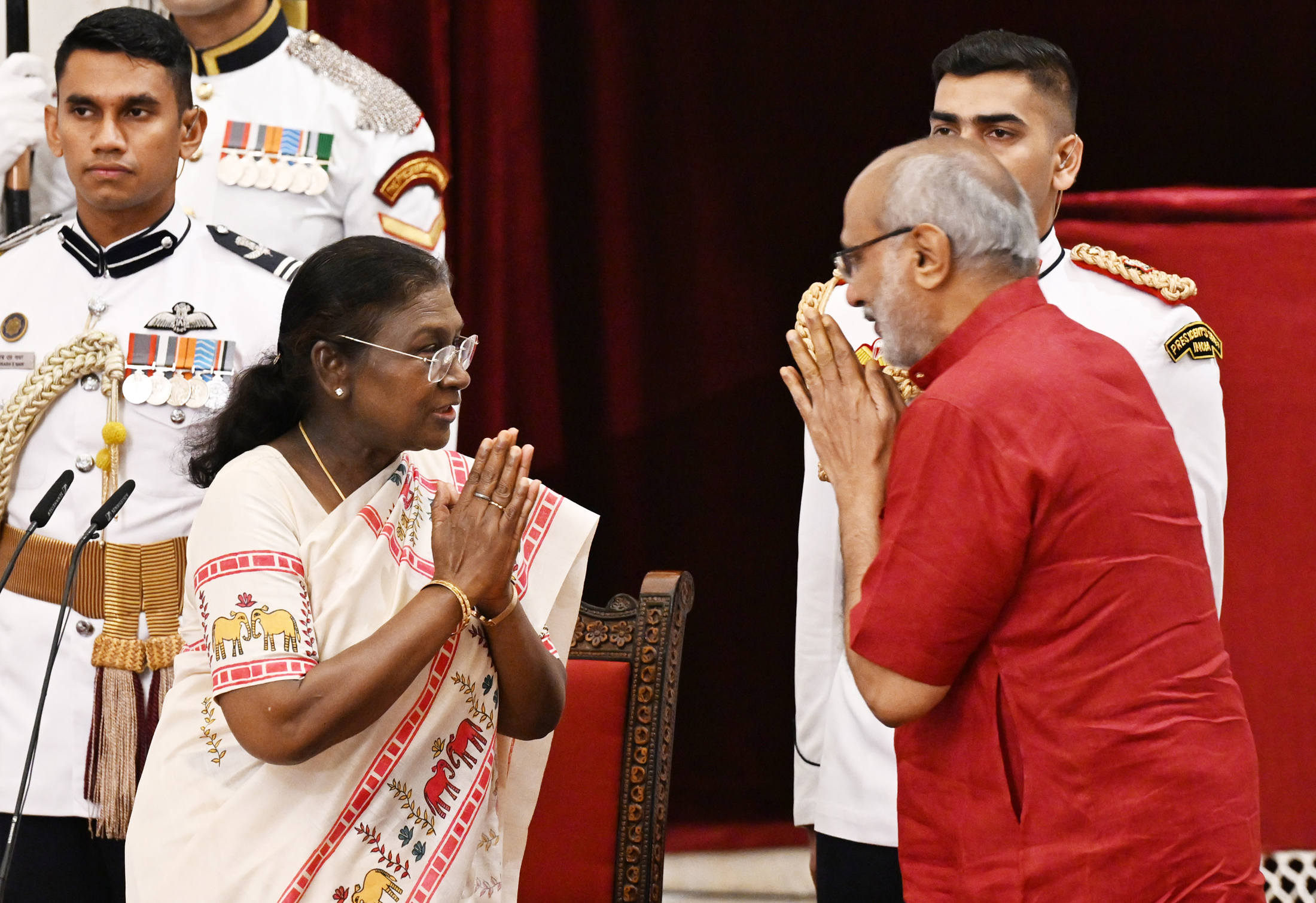 The President of India, Smt Droupadi Murmu administered the Oath of Office of Vice President of India to Shri C. P. Radhakrishnan at a Swearing-in-Ceremony held at Ganatantra Mandap, in Rashtrapati Bhavan on September 12, 2025.
