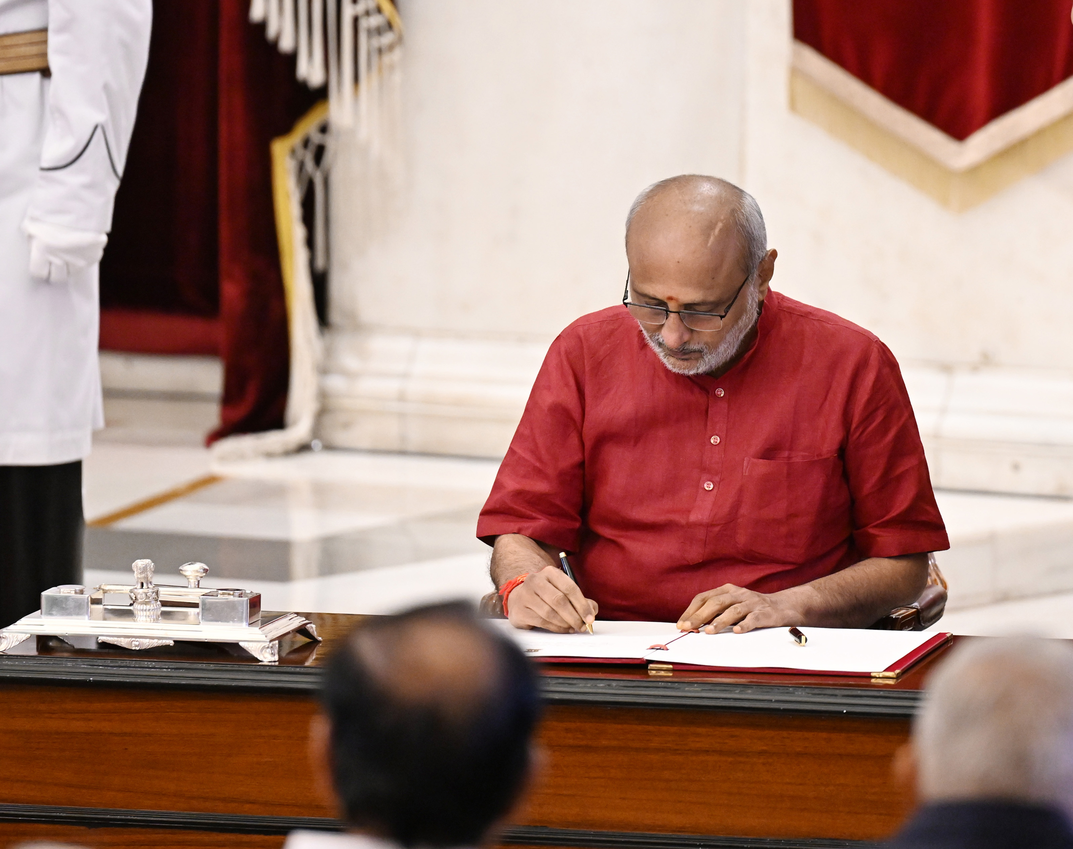 The President of India, Smt Droupadi Murmu administered the Oath of Office of Vice President of India to Shri C. P. Radhakrishnan at a Swearing-in-Ceremony held at Ganatantra Mandap, in Rashtrapati Bhavan on September 12, 2025.