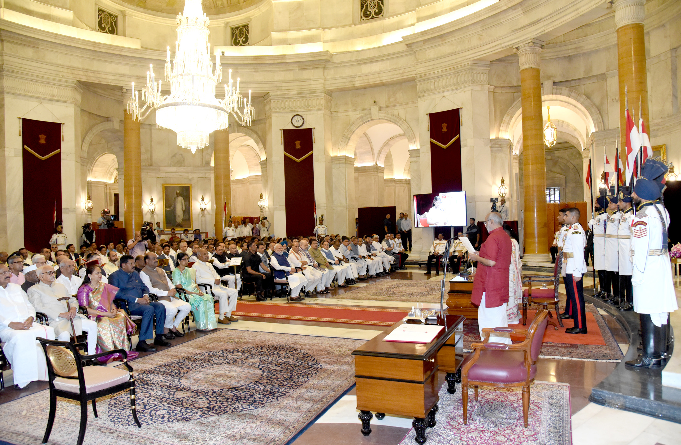 The President of India, Smt Droupadi Murmu administered the Oath of Office of Vice President of India to Shri C. P. Radhakrishnan at a Swearing-in-Ceremony held at Ganatantra Mandap, in Rashtrapati Bhavan on September 12, 2025.