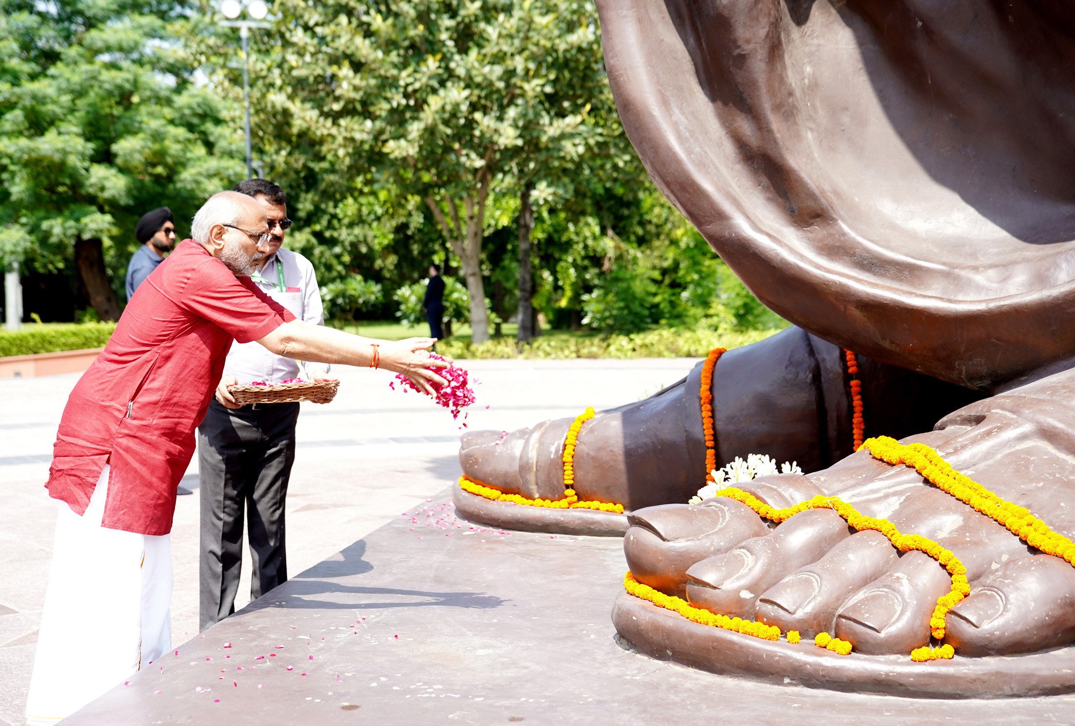 The Vice President of India, Shri C.P. Radhakrishnan paid floral tributes to Pandit Deen Dayal Upadhyaya at Pt. Deen Dayal Upadhyay Memorial, in Delhi on September 12, 2025.
