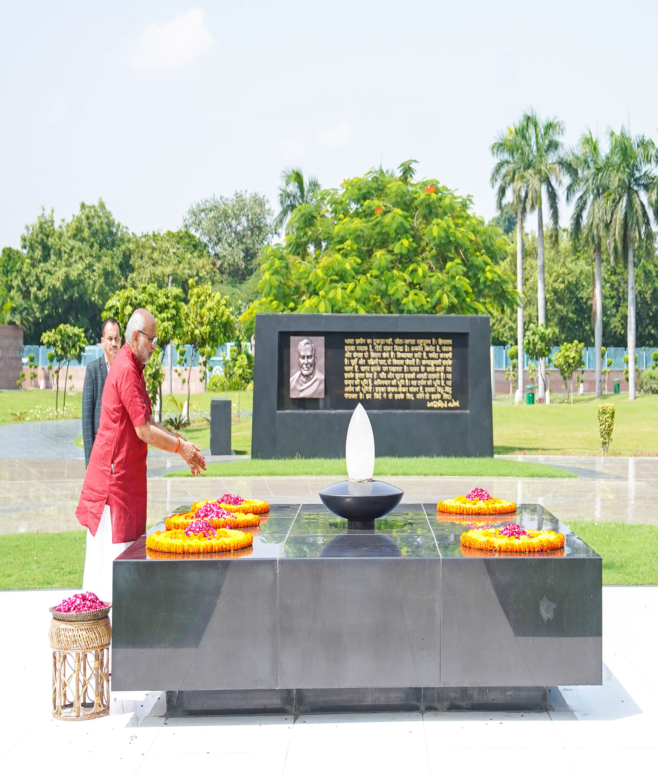 The Vice-President of India Shri C. P. Radhakrishnan laid a wreath to former Prime Minister Atal Bihari Vajpayee at Sadaiv Atal, in Delhi on September 12, 2025.