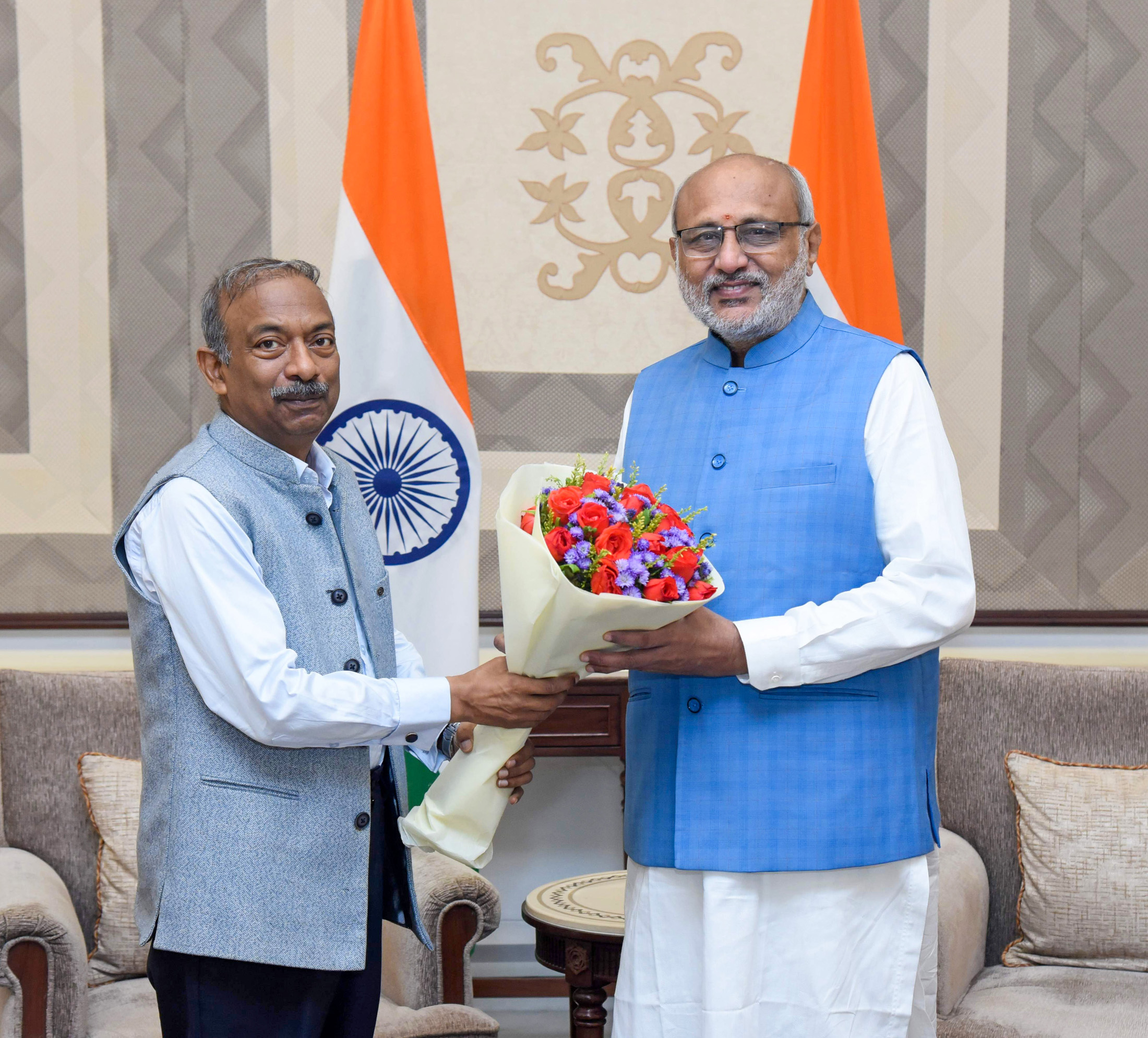 Shri Amit Khare, Secretary to the Vice President of India, called on Shri C. P. Radhakrishnan, Vice President of India at the Vice President’s Enclave, in New Delhi on September 15, 2025.