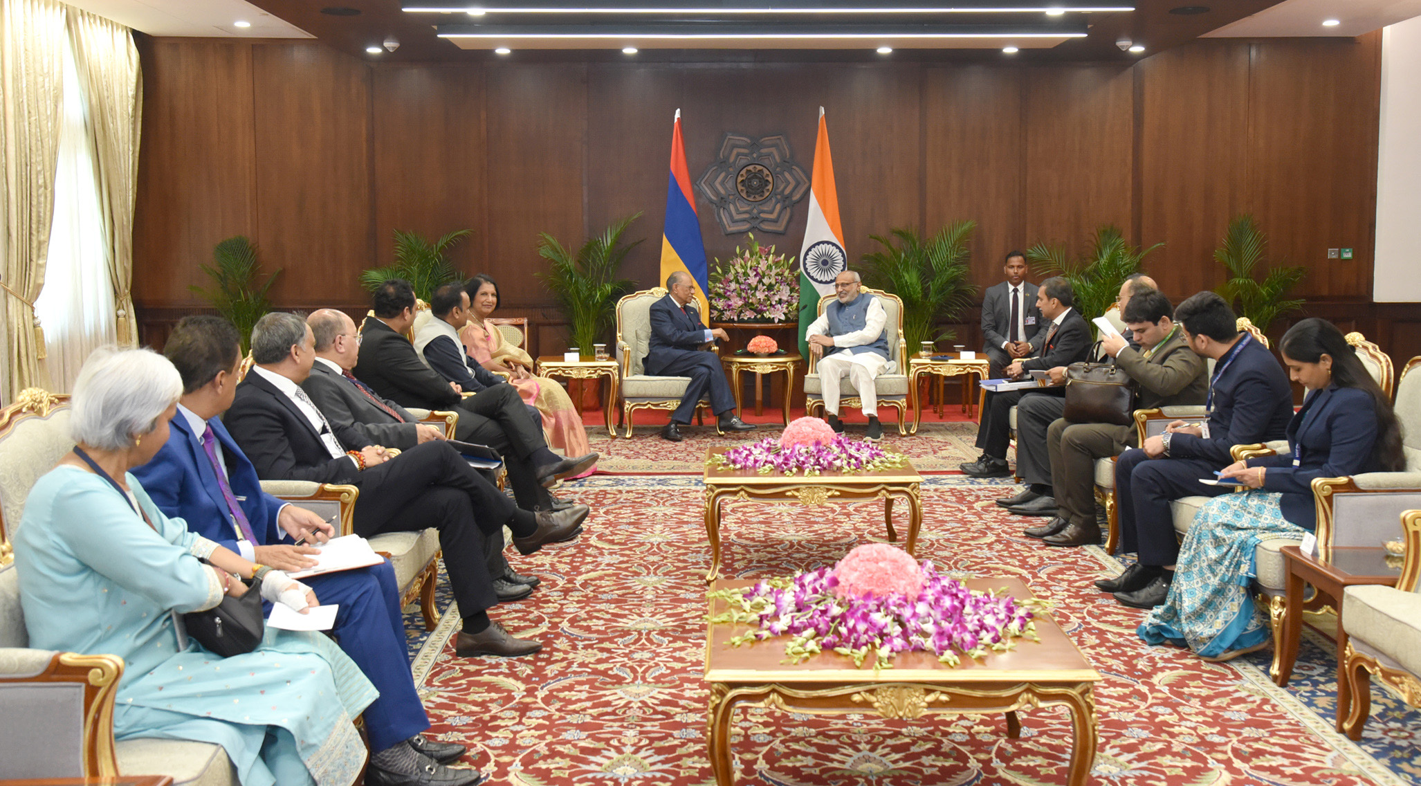The Prime Minister of Mauritius, Dr. Navinchandra Ramgoolam meets the Vice-President, Shri CP Radhakrishnan at Vice-President’s Enclave, in New Delhi on September 16, 2025.