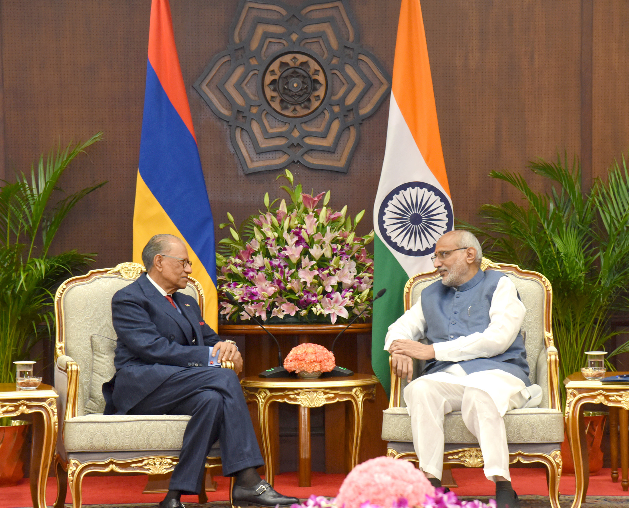 The Prime Minister of Mauritius, Dr. Navinchandra Ramgoolam meets the Vice-President, Shri CP Radhakrishnan at Vice-President’s Enclave, in New Delhi on September 16, 2025.