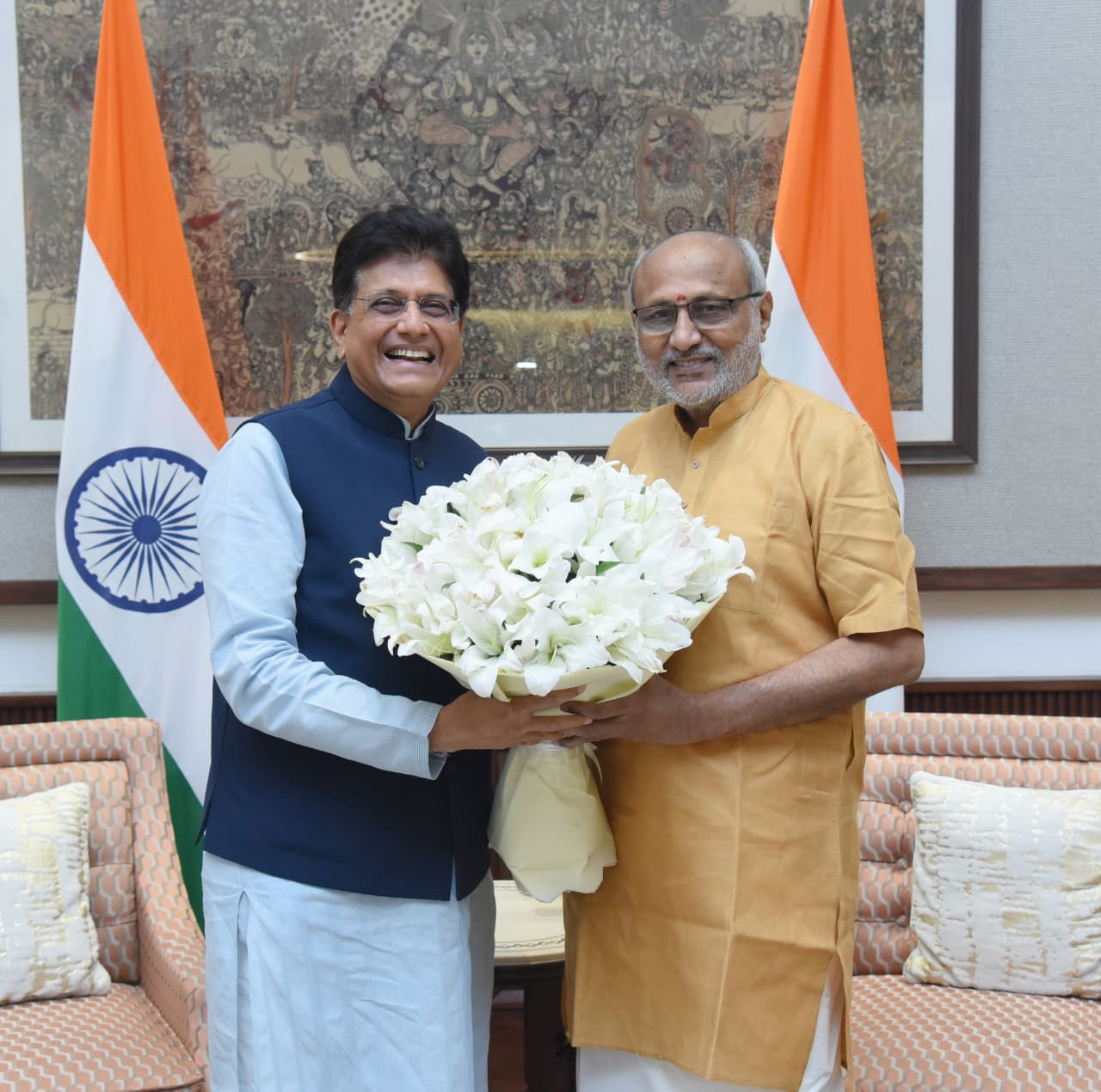 The Union Minister for Commerce and Industry, Shri Piyush Goyal called on the Vice-President of India, Shri C. P. Radhakrishnan at the Vice-President’s Enclave, in New Delhi on September 27, 2025.