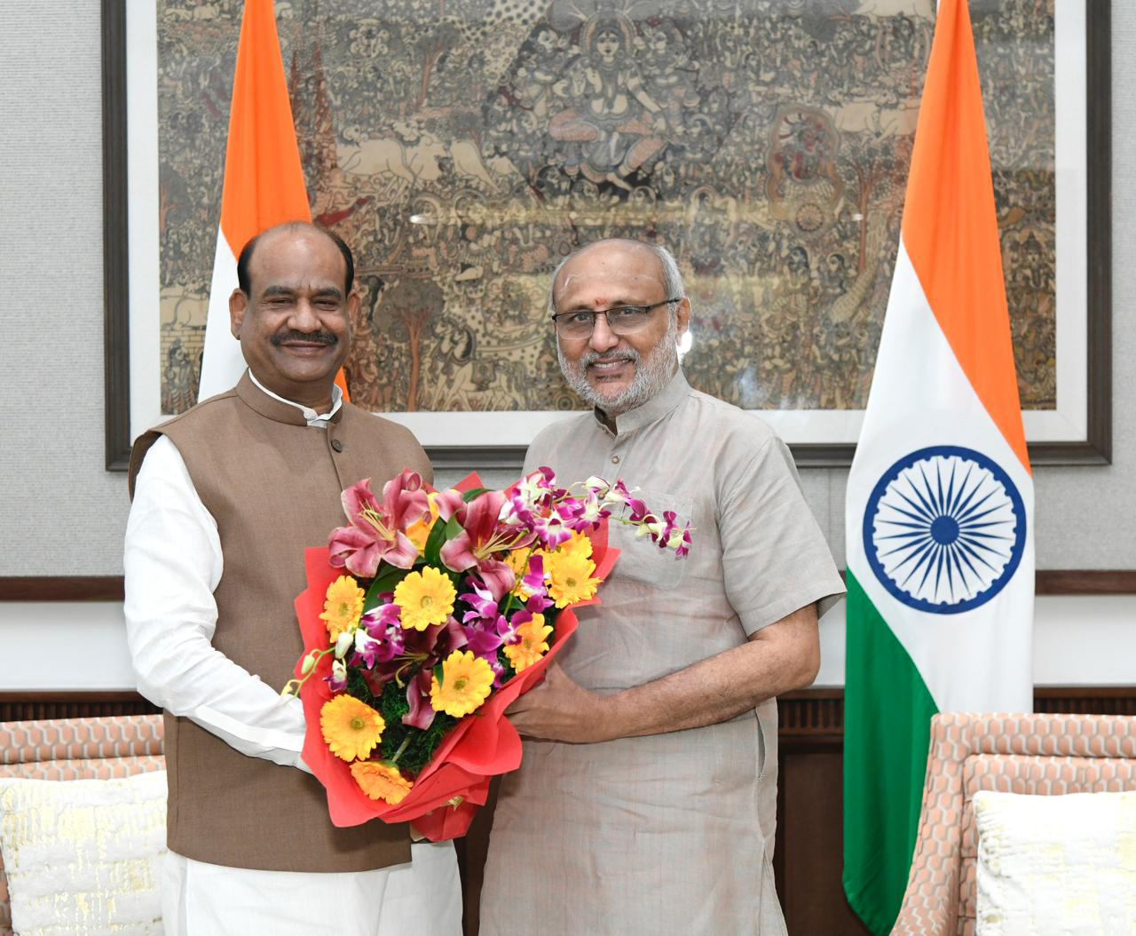 The Vice President of India & Chairman of the Rajya Sabha, Shri C. P. Radhakrishnan met the Lok Sabha Speaker, Shri Om Birla at Vice-President’s Enclave, in New Delhi on October 01, 2025.