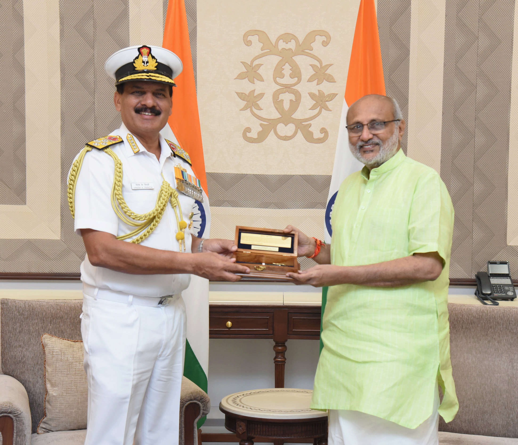 The Vice President of India & Chairman of the Rajya Sabha, Shri C. P. Radhakrishnan met the Chief of the Naval Staff, Admiral Dinesh K. Tripathi at the Vice-President’s Enclave, in New Delhi on October 10, 2025.