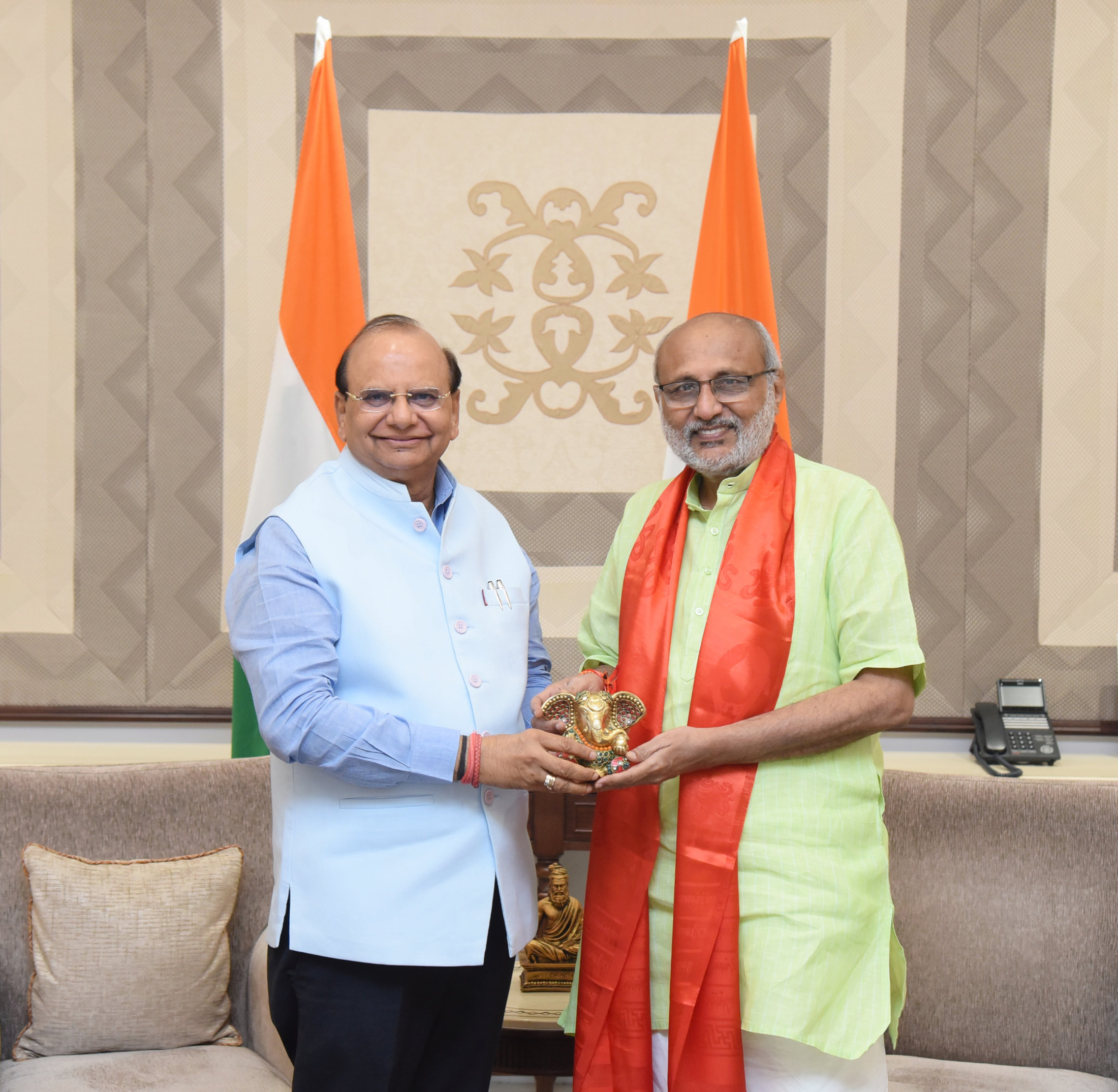 The Vice President of India & Chairman of the Rajya Sabha, Shri C. P. Radhakrishnan met the Lieutenant Governor of Delhi, Shri Vinai Kumar Saxena at Vice-President’s Enclave, in New Delhi on October 10, 2025.