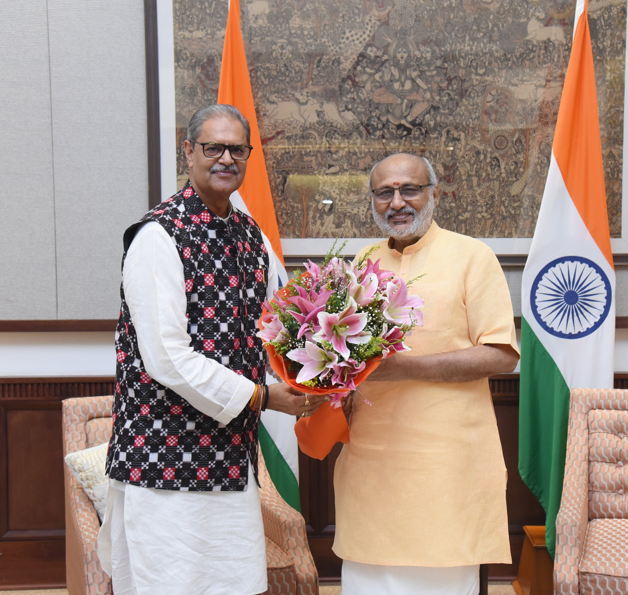 The Vice President of India & Chairman of the Rajya Sabha, Shri C. P. Radhakrishnan met the Deputy Chief Minister of Odisha, Shri Kanak Vardhan Singh Deo at Vice-President’s Enclave, in New Delhi on October 13, 2025.