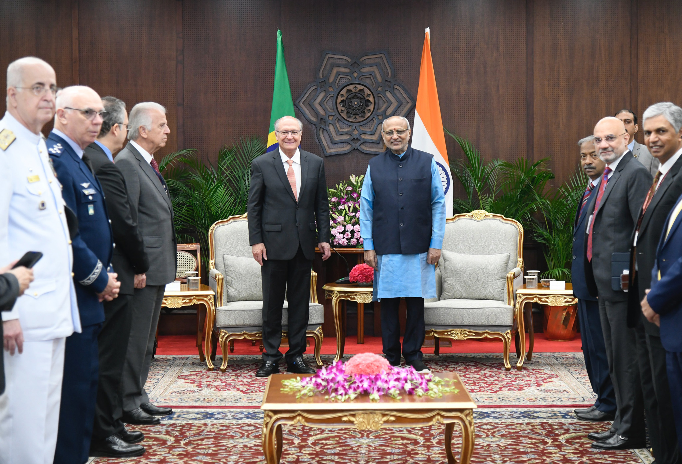 The Vice-President of India, Shri C. P. Radhakrishnan met Vice-President and Minister of Development, Industry, Trade & Services of Brazil, Mr. Geraldo Alckmin, who is on an official visit to India, at the Vice-President’s Enclave, in New Delhi on October 16, 2025.