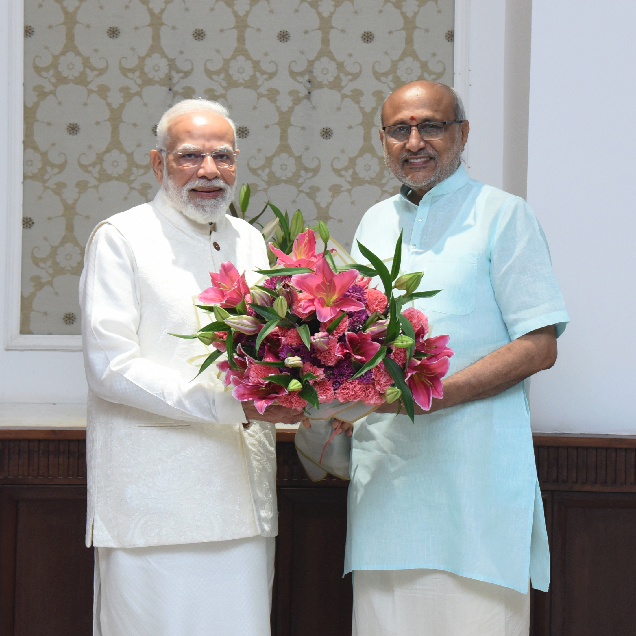 The Vice-President of India & Chairman of the Rajya Sabha, Shri C. P. Radhakrishnan warmly received PM and exchanged Deepawali greetings at Vice-President’s Enclave, in New Delhi on October 20, 2025.