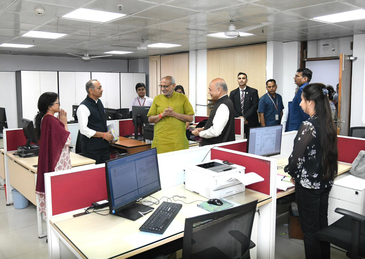 The Vice-President of India & Chairman of the Rajya Sabha, Shri C. P. Radhakrishnan visited various sections of the Rajya Sabha Secretariat, including the Table Office, Legislative Section, Question Branch, Members’ Salaries and Allowances Branch, Members’ Amenities Section, Bill Office, Notice Office, Lobby Office, and Reporters’ Branch at Parliament House, in New Delhi on October 21, 2025.