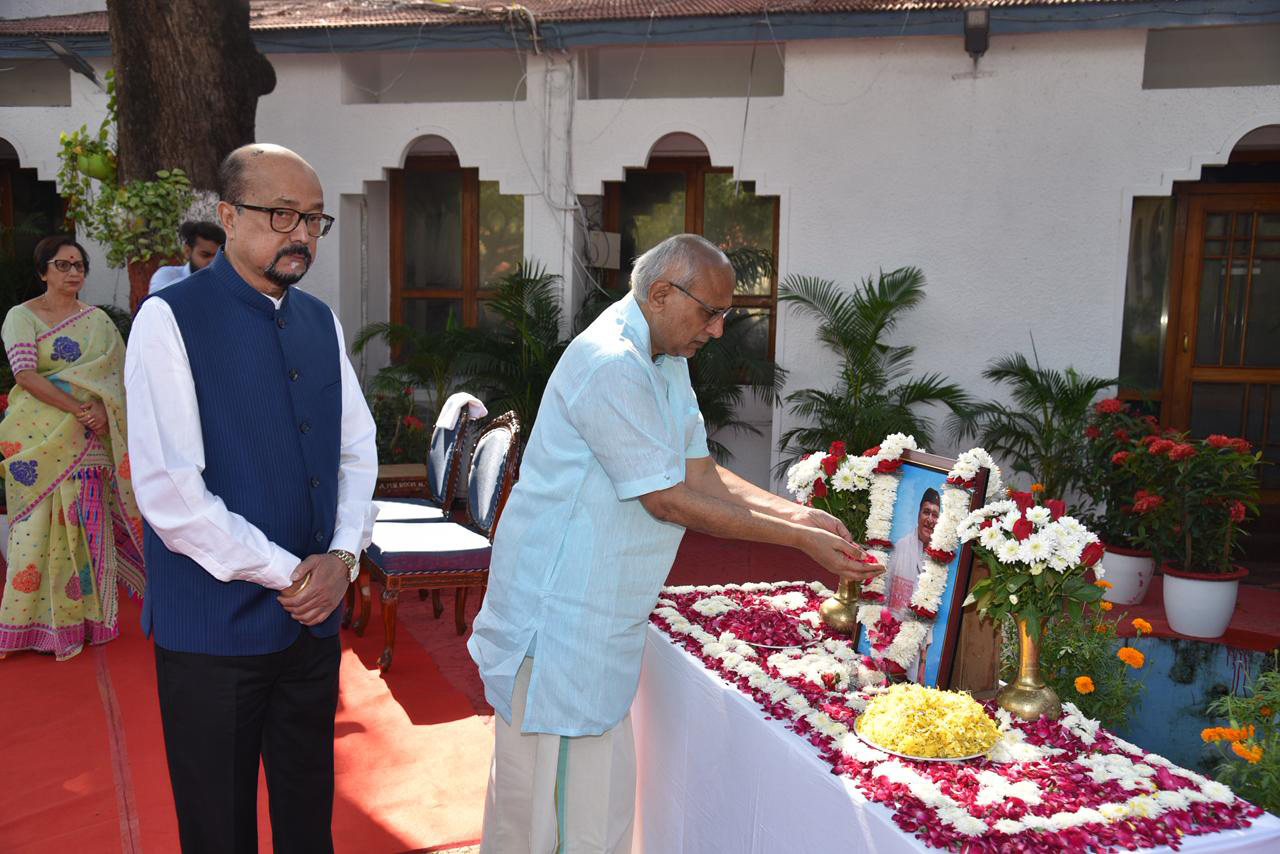 The Vice-President of India Shri C. P. Radhakrishnan paid floral tributes to Bharat Ratna Dr. Bhupen Hazarika Ji, who united hearts with his soulful voice, on his death anniversary at Raj Bhavan, in Chhattisgarh on November 05, 2025.