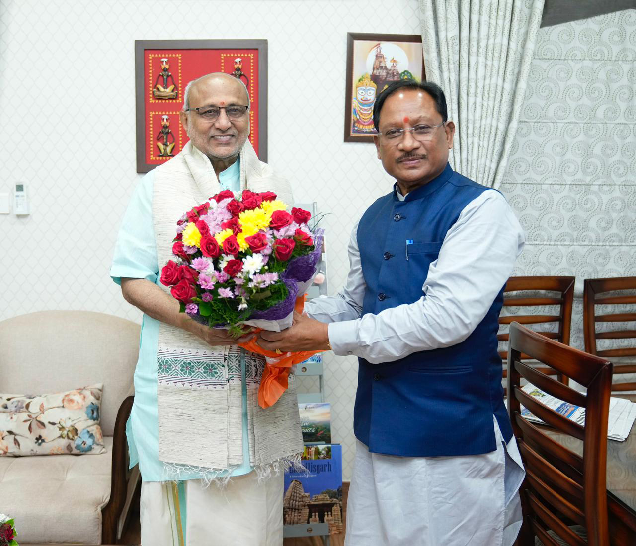 The Chief Minister of Chhattisgarh, Shri Vishnu Deo Sai, called on the Vice-President of India Shri C. P. Radhakrishnan at Raj Bhavan, in Chhattisgarh on November 05, 2025.