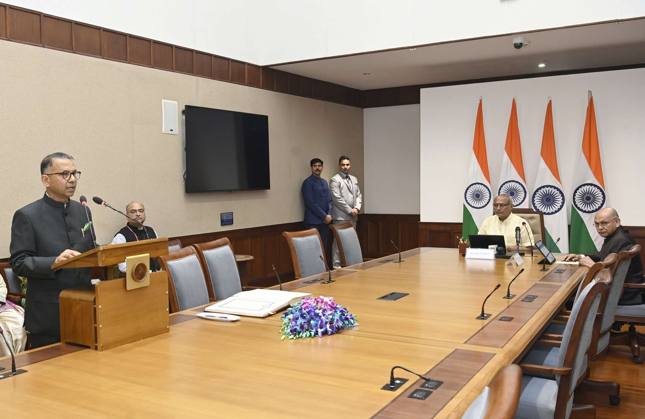 The Vice-President of India and Chairman, Rajya Sabha, Shri C. P. Radhakrishnan administered the oath to Shri Rajinder Gupta as an elected Member of the Rajya Sabha at Parliament House, in New Delhi on November 06, 2025.