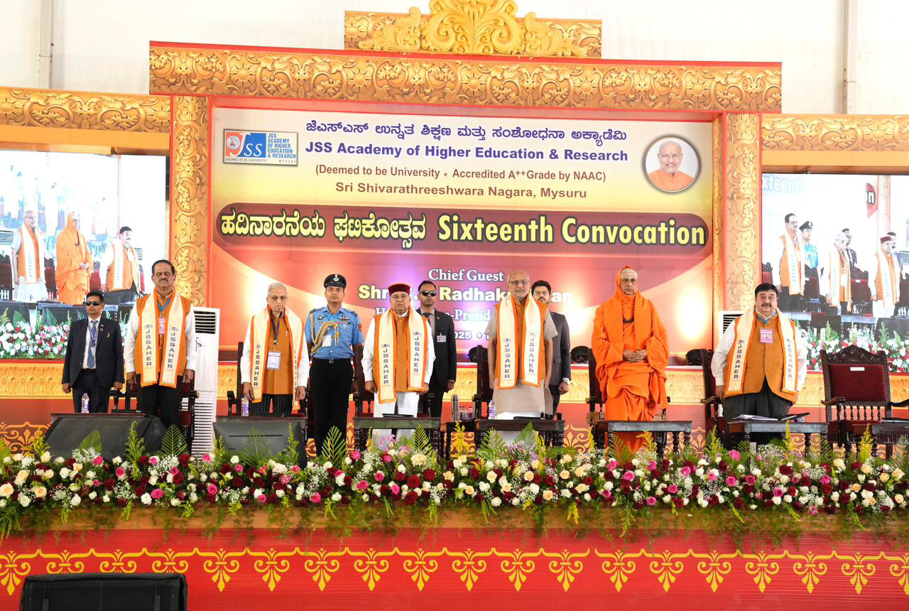 The Vice-President of India, Shri C. P. Radhakrishnan graced the 16th Convocation Ceremony of JSS Academy of Higher Education & Research (JSS AHER) in Mysuru on November 09, 2025.