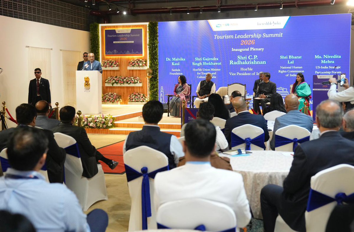 Vice-President Shri C. P. Radhakrishnan addressed the Tourism Leadership Summit 2026 organized by the US-India Partnership Forum in New Delhi on 24.02.2026