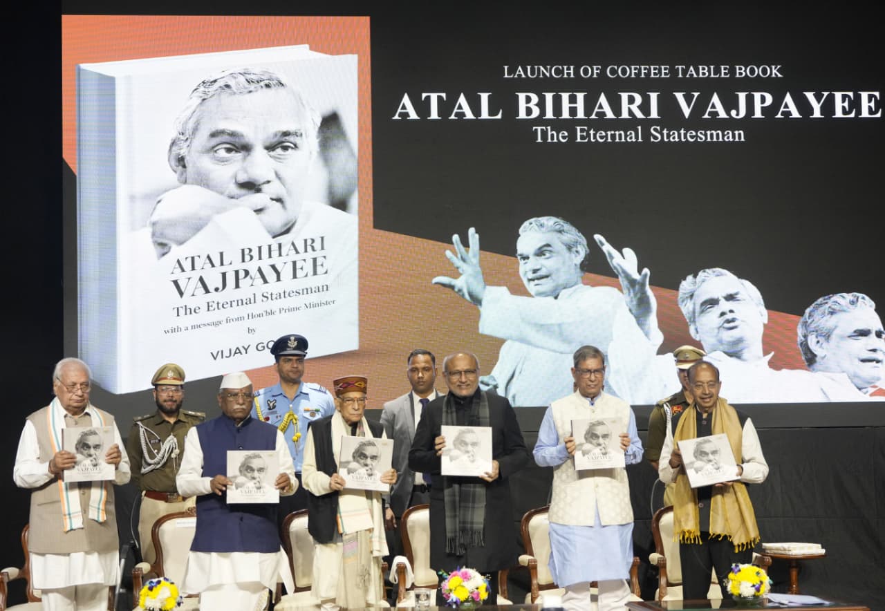 Vice President Shri C. P. Radhakrishnan, released the coffee table book “Atal Bihari Vajpayee: The Eternal Statesman”, authored by Shri Vijay Goel, at Dr. Ambedkar International Centre, New Delhi onj 21.02.2026