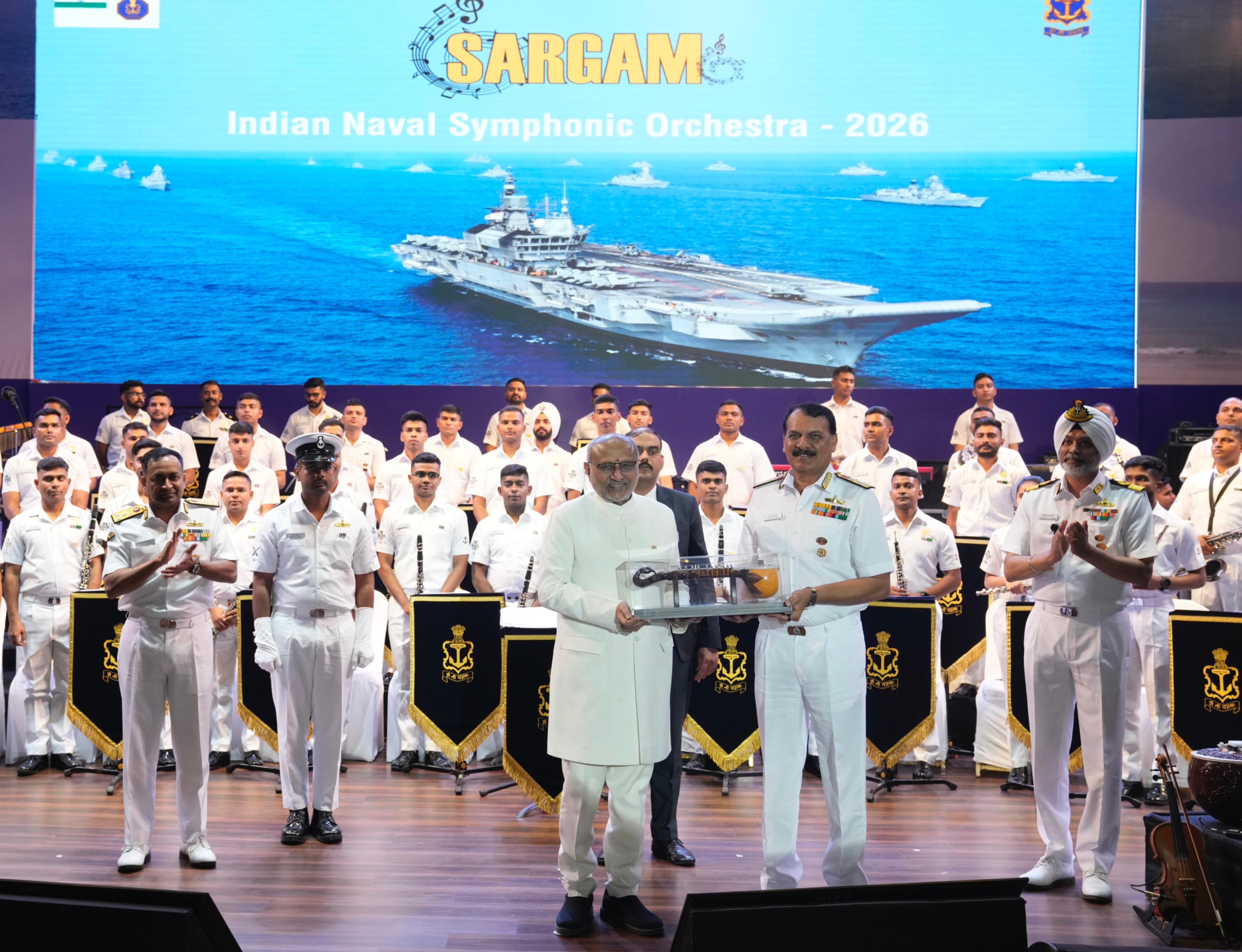 Vice President Shri C. P. Radhakrishnan attended ‘Sargam 2026’, a performance by the prestigious Indian Naval Symphonic Orchestra at Bharat Mandapam in New Delhi on 09.03.2026