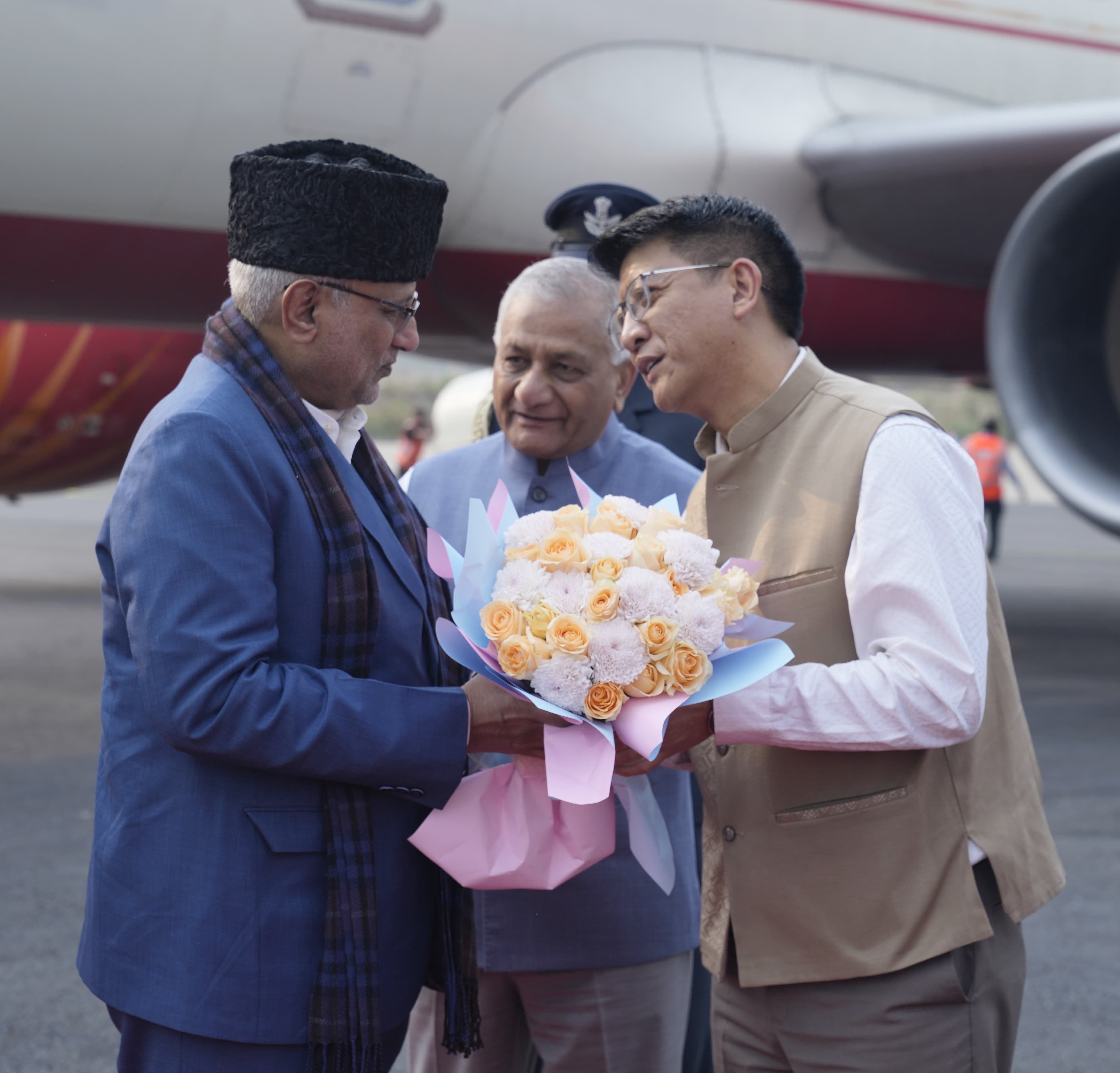 Vice President Shri C. P. Radhakrishnan was warmly received by the Governor of Mizoram, General (Dr.) Vijay Kumar Singh, and the Higher & Technical Education Minister of Mizoram, Dr. Vanlalthlana, at Lengpui Airport, Mizoram on 06.03.2026 