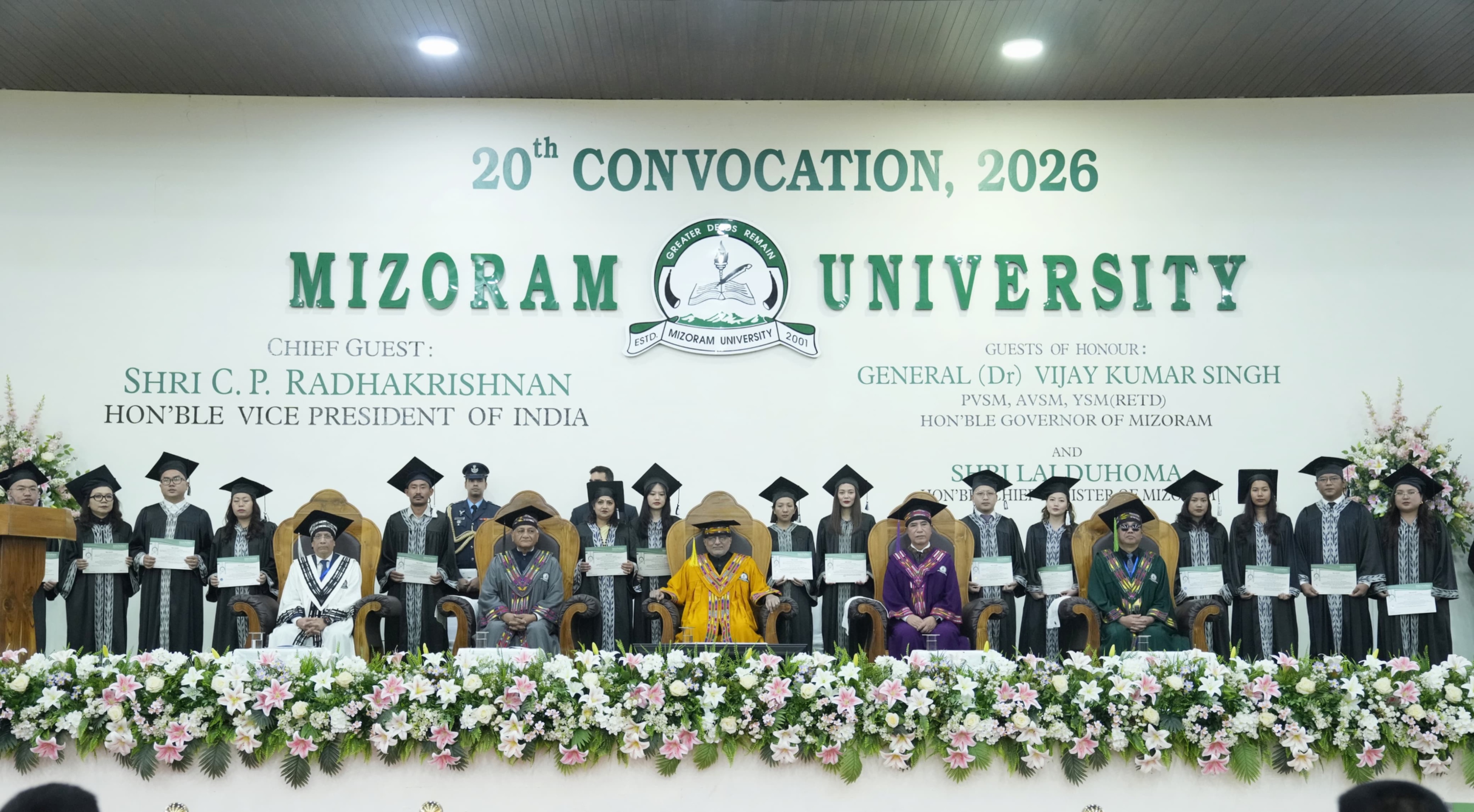 Vice President Shri C. P. Radhakrishnan, addressed the 20th Convocation of Mizoram University in Aizawl on 07.03.2026 
