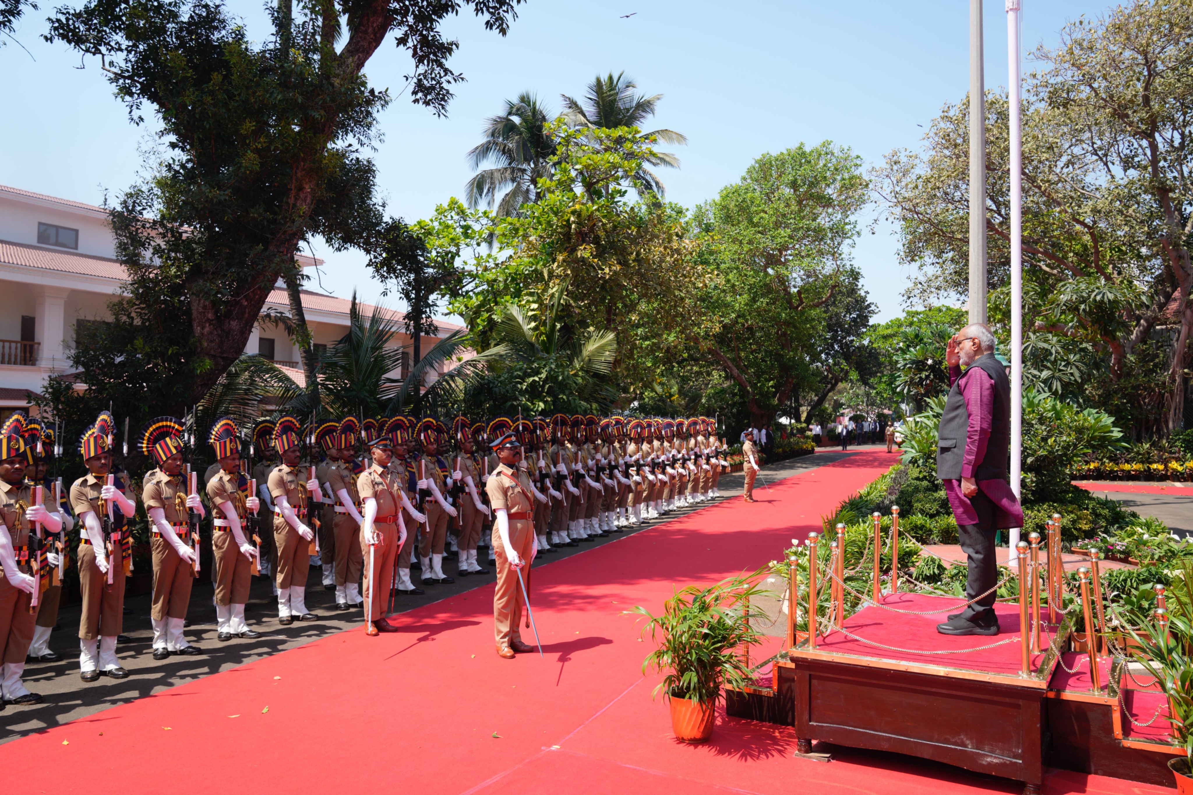 Vice President Shri C. P. Radhakrishnan was  accorded a guard of honour at Lok Bhavan, Maharashtra on 21.03.2026 