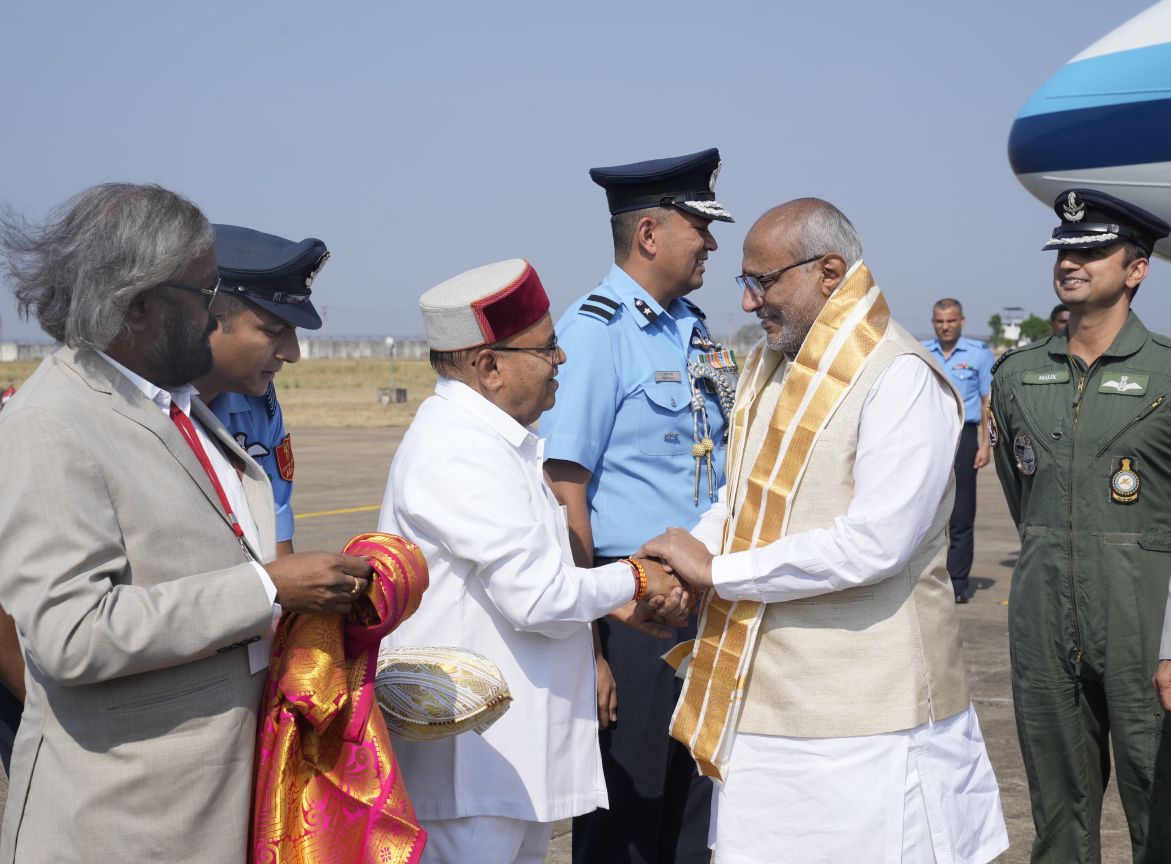 Vice President Shri C. P. Radhakrishnan arrived in Karnataka on 22.04.2026 and was warmly received by Governor of Karnataka Shri Thaawarchand Gehlot, and Minister for Forest, Ecology and Environment, Government of Karnataka Shri Eshwar Khandre
