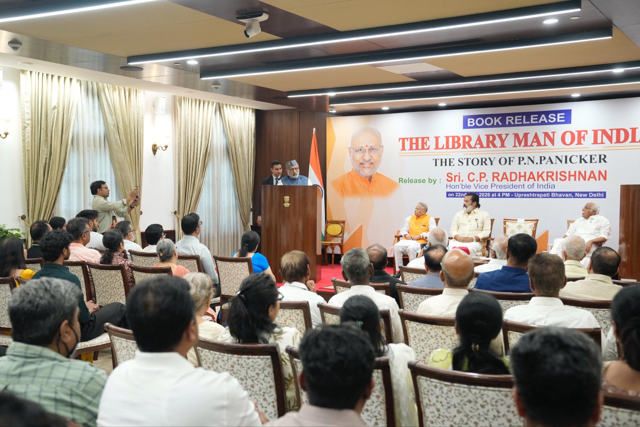 Vice President of India Shri C. P. Radhakrishnan released the book ‘The Library Man of India: The Story of P.N. Panicker’ authored by Shri P.P. Sathyan at Uprashtrapati Bhavan on 22.05.2026 
