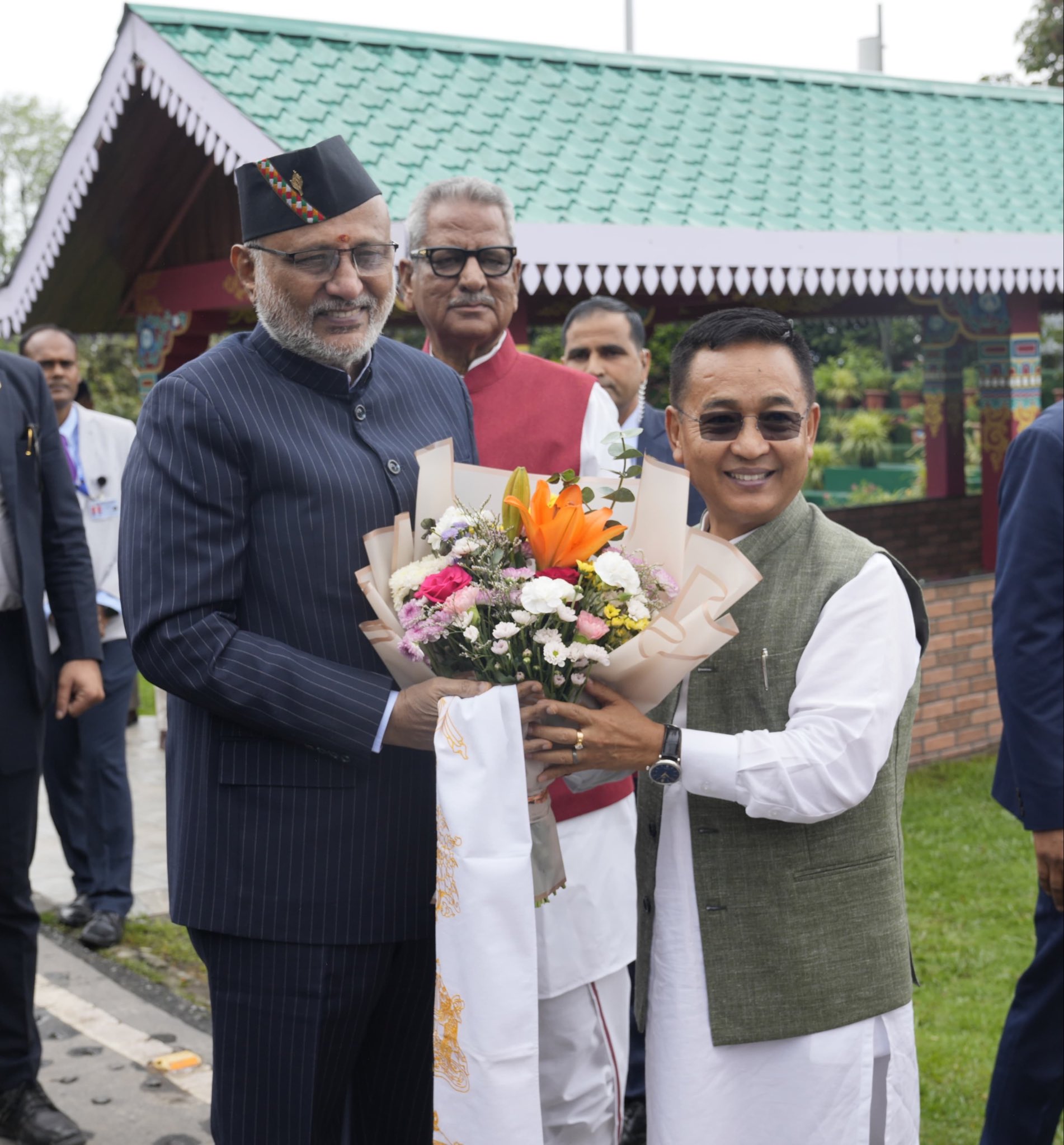 Vice President Shri C. P. Radhakrishnan arrived in Gangtok, Sikkim on 16.05.2026 to grace the Sikkim Statehood Day Celebrations and was warmly welcomed by the Governor of Sikkim, Shri Om Prakash Mathur; Chief Minister of Sikkim, Shri Prem Singh Tamang; and other dignitaries