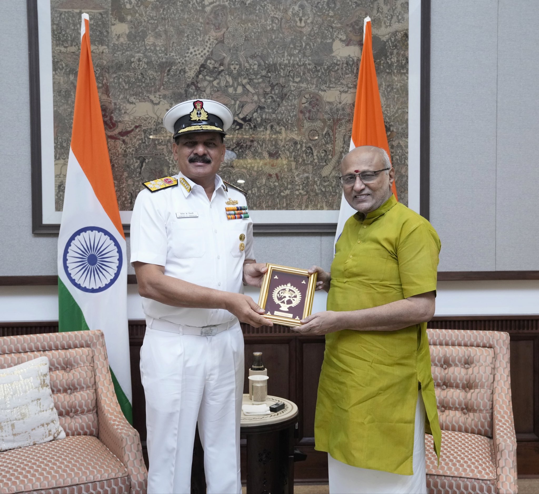 Chief of the Naval Staff, Admiral Dinesh K Tripathi, called on Vice President Shri C. P. Radhakrishnan at Uprashtrapati Bhavan on 27.05.2026 