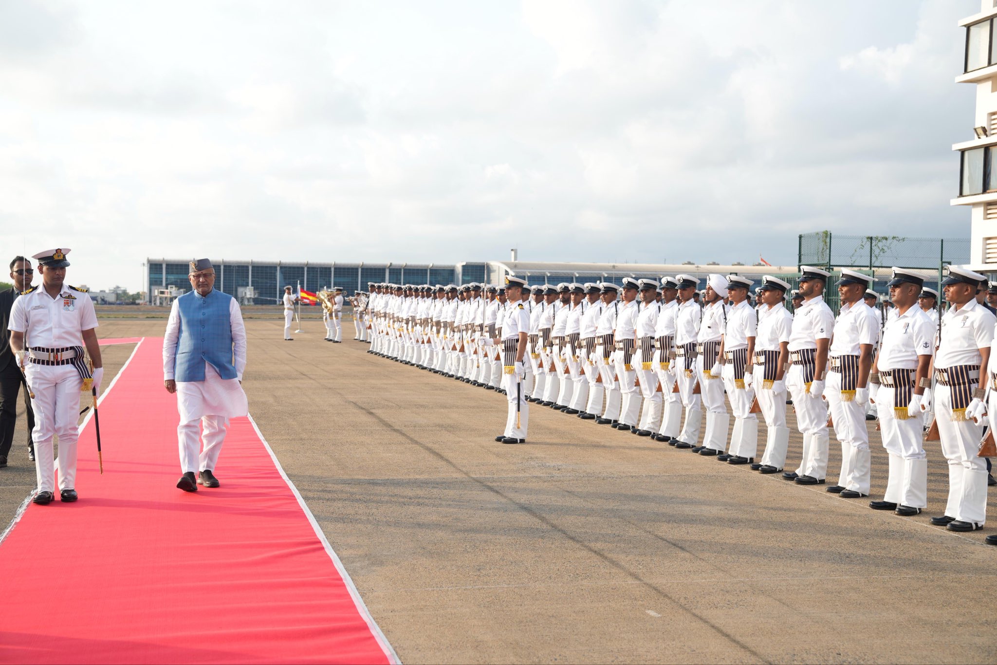 Vice President Shri C. P. Radhakrishnan was accorded a Guard of Honour upon arrival at Goa Dabolim Airport (INS Hansa) on 29.05.2026 