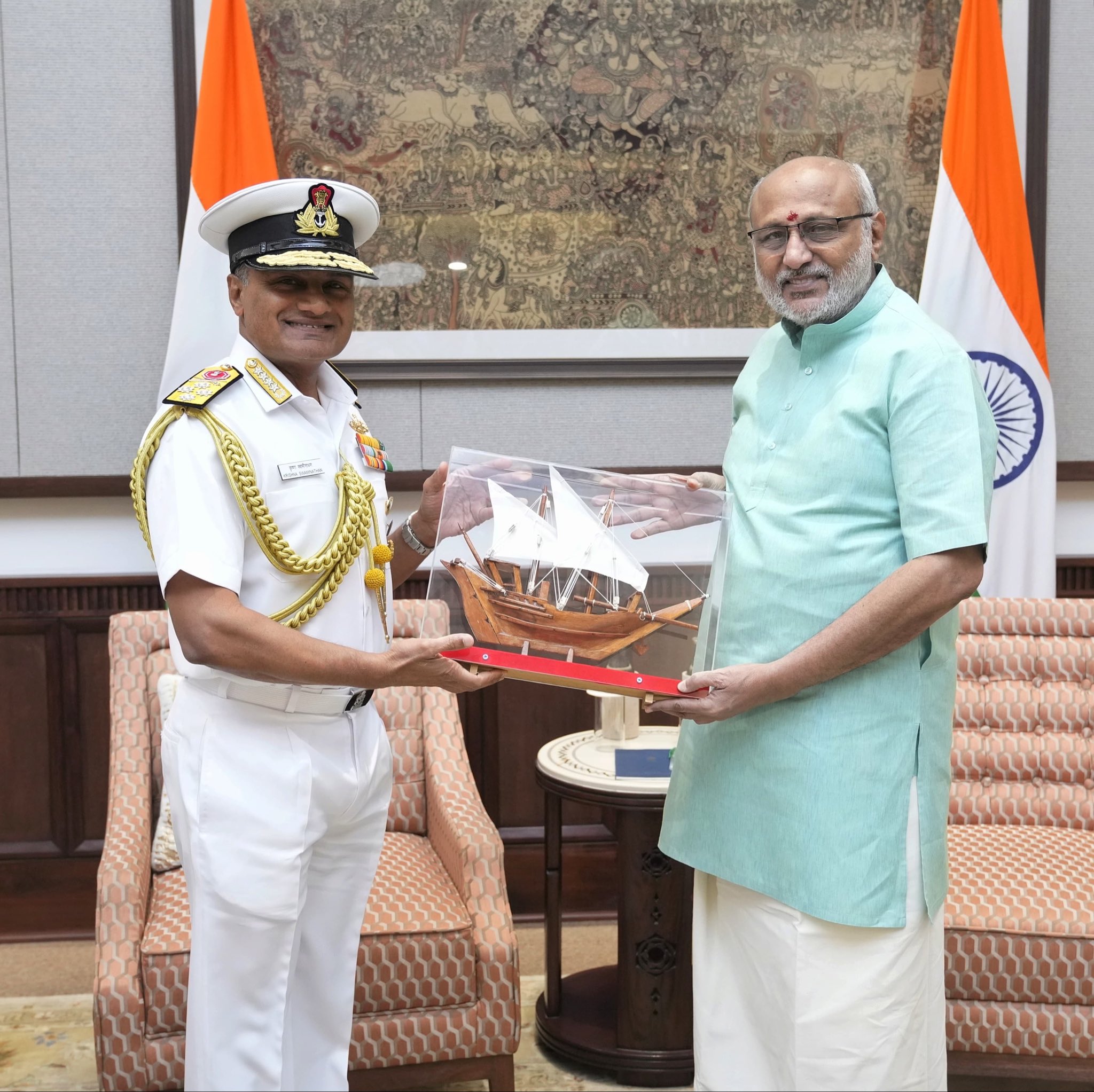 Chief of the Naval Staff, Admiral Krishna Swaminathan, called on Vice President Shri C. P. Radhakrishnan at Uprashtrapati Bhavan on 15.06.2026 
