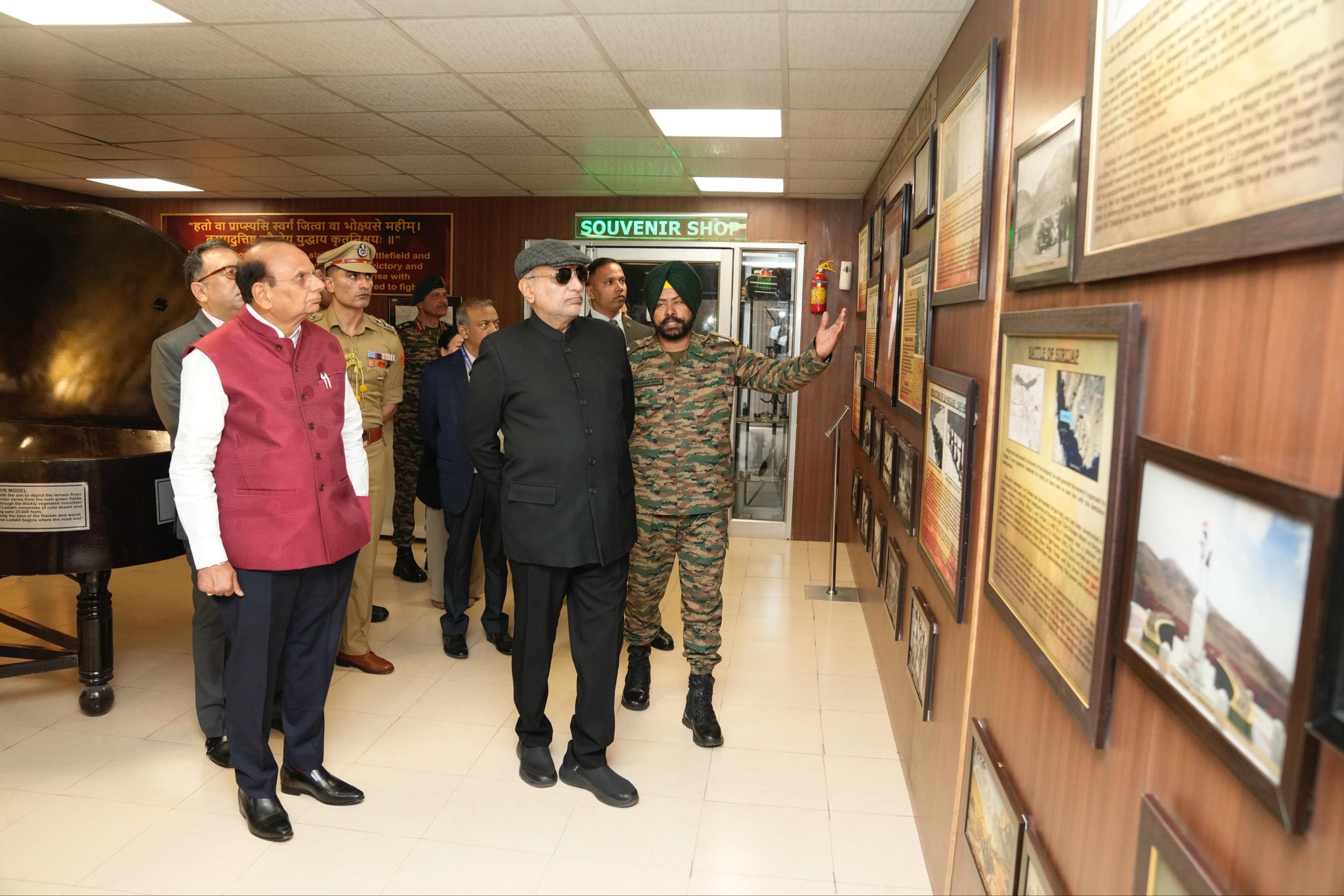 Vice President Shri C. P. Radhakrishnan visited the galleries depicting operations during the Indo-Pak and Indo-China Wars at Hall of Fame, Leh on 20.06.2026