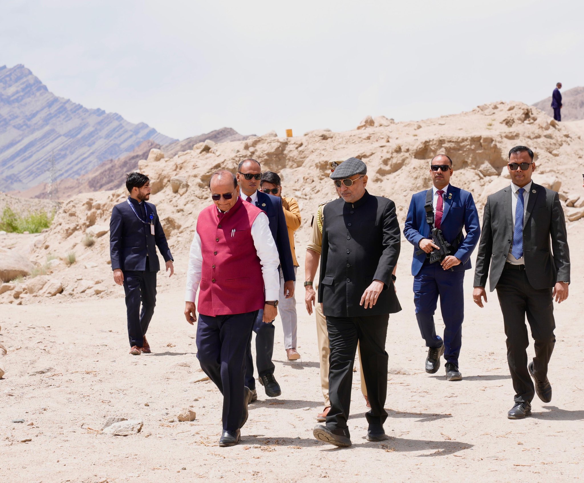Vice President Shri C. P. Radhakrishnan visited the first rock check dam on the Sindhu River at Upshi, Ladakh, constructed under the Sindhu Jal Samriddhi Abhiyan on 20.06.2026 