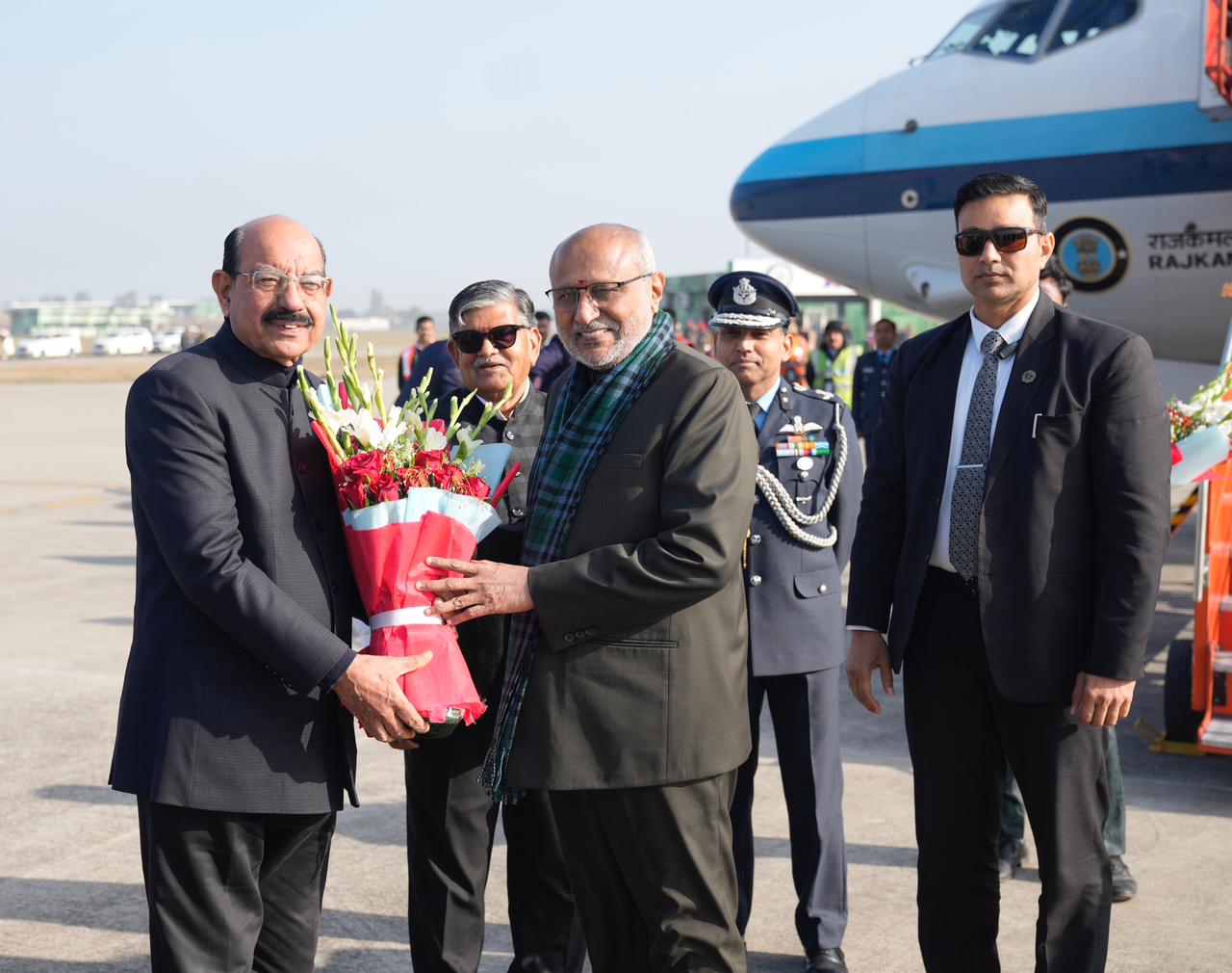 Vice-President of India, Shri C. P. Radhakrishnan, arrived  at Adampur Airport, Jalandhar, Punjab on 09.01.2026. He was received by the Governor of Punjab, Shri Gulab Chand Kataria, and the Minister for Defence Services Welfare, Freedom Fighters and Horticulture, Government of Punjab, Shri Mohinder Bhagat, along with other dignitaries. The Vice-President was also accorded a Guard of Honour upon his arrival.