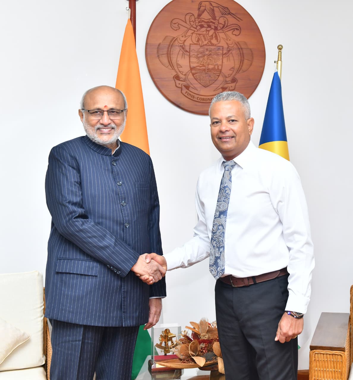 Hon’ble Vice-President Shri C. P. Radhakrishnan met H. E. Mr. Sebastien Pillay, Vice President-Elect of the Republic of Seychelles, at the State House on October 27, 2025. Hon’ble Vice-President Shri C. P. Radhakrishnan met H. E. Mr. Sebastien Pillay, Vice President-Elect of the Republic of Seychelles, at the State House on October 27, 2025.