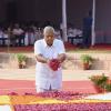 The Vice-President, Shri Jagdeep Dhankhar paying floral tributes to former Prime Minister, Shri Lal Bahadur Shastri on his birth anniversary at Vijay Ghat in New Delhi on October 2, 2024. 