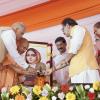 The Vice-President, Shri Jagdeep Dhankhar, paying floral tribute to Lokmata Ahilyabai Holkar on the occasion of her 300th birth anniversary, at GIC Grounds, Agra, Uttar Pradesh, on June 1, 2025.