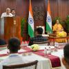 The Vice-President, Shri Jagdeep Dhankhar interacting with the students of Sainik School, Chittorgarh at the Vice-President's Enclave in New Delhi on June 5, 2025.