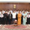 The Vice-President, Shri Jagdeep Dhankhar, in a group photograph with the students of Sainik School, Chittorgarh at the Vice-President's Enclave in New Delhi on June 5, 2025. 