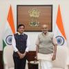 The Union Minister of Labour & Employment and Youth Affairs & Sports, Dr. Mansukh Mandaviya called on the Vice-President, Shri C. P. Radhakrishnan at Parliament House, in New Delhi on November 10, 2025.