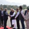 Vice President Shri C. P. Radhakrishnan was warmly received by the Governor of Himachal Pradesh, Sh. Kavinder Gupta and other dignitaries at Kangra Airport on 15.03.2026